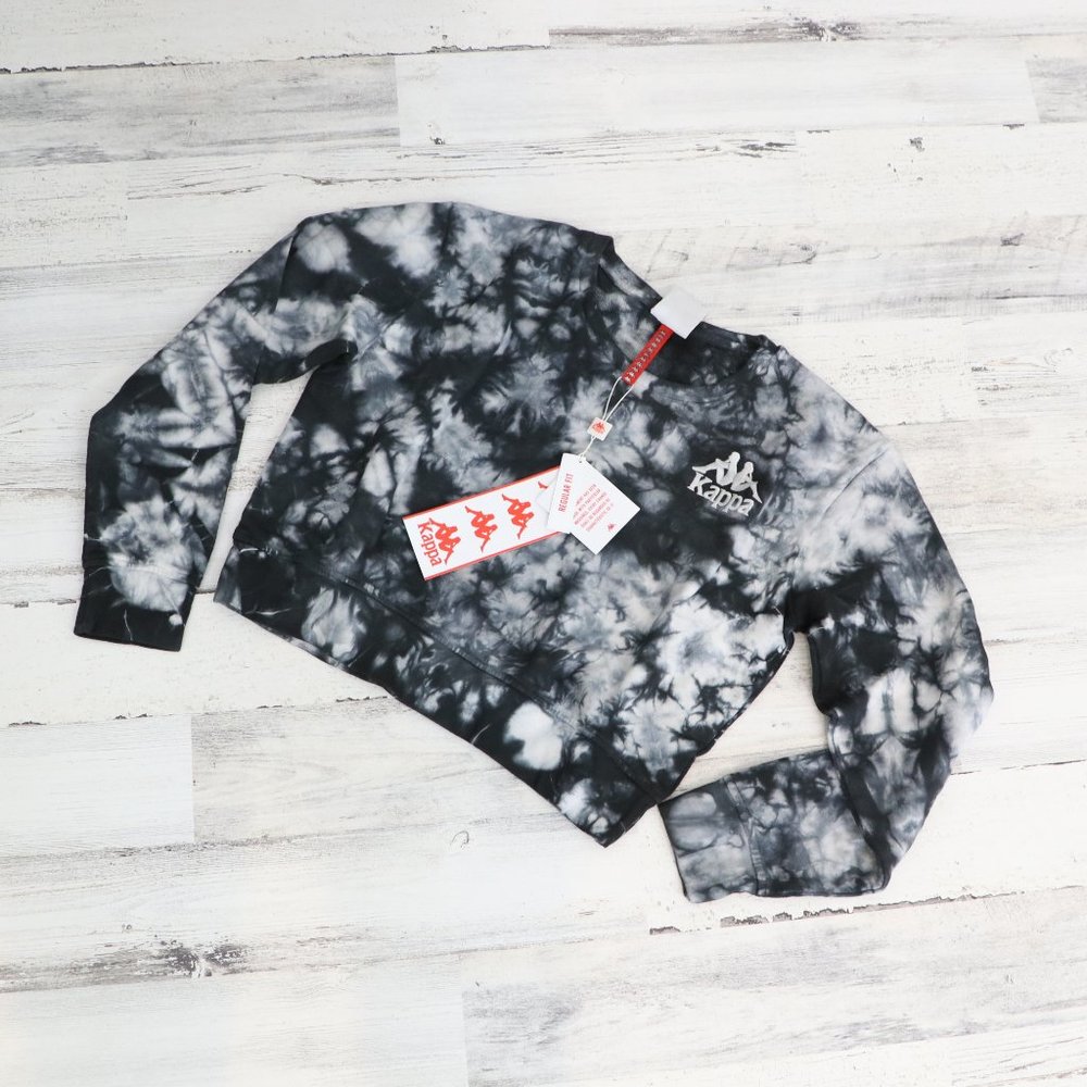 Kappa Catros Crop Top Sweatshirt Tie Dye Black Med